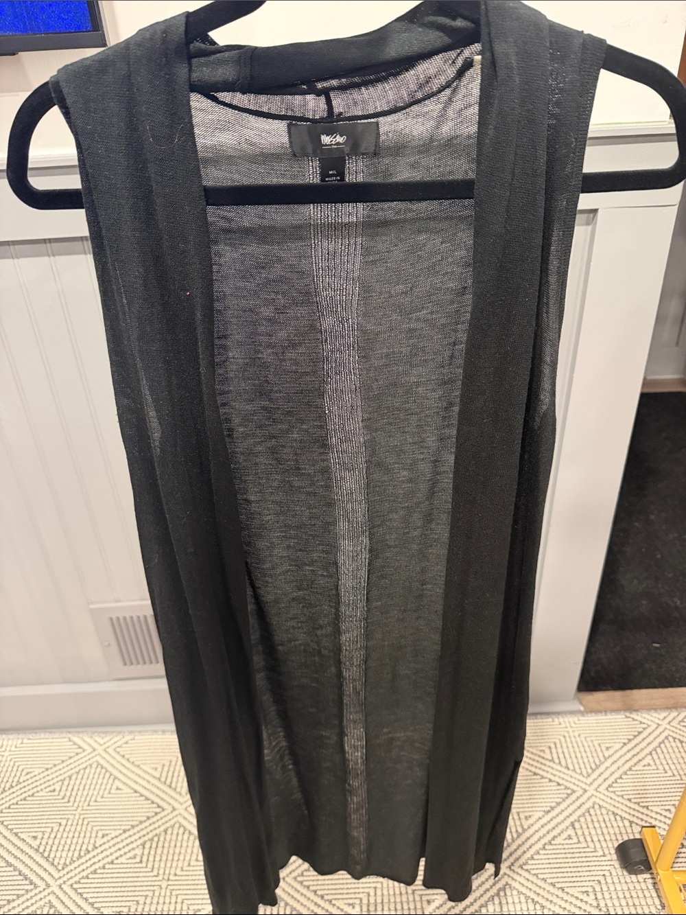 Black Sleeveless Open-Front Maxi Cardigan